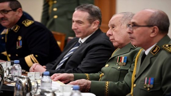 Algerian military Chief of Staff Said Chengriha (2R) attends a meeting with French Armies Minister as part of Chengriha's official visit at the Armed Forces Ministry in Paris on January 24, 2023. (Photo by Christophe ARCHAMBAULT / POOL / AFP)